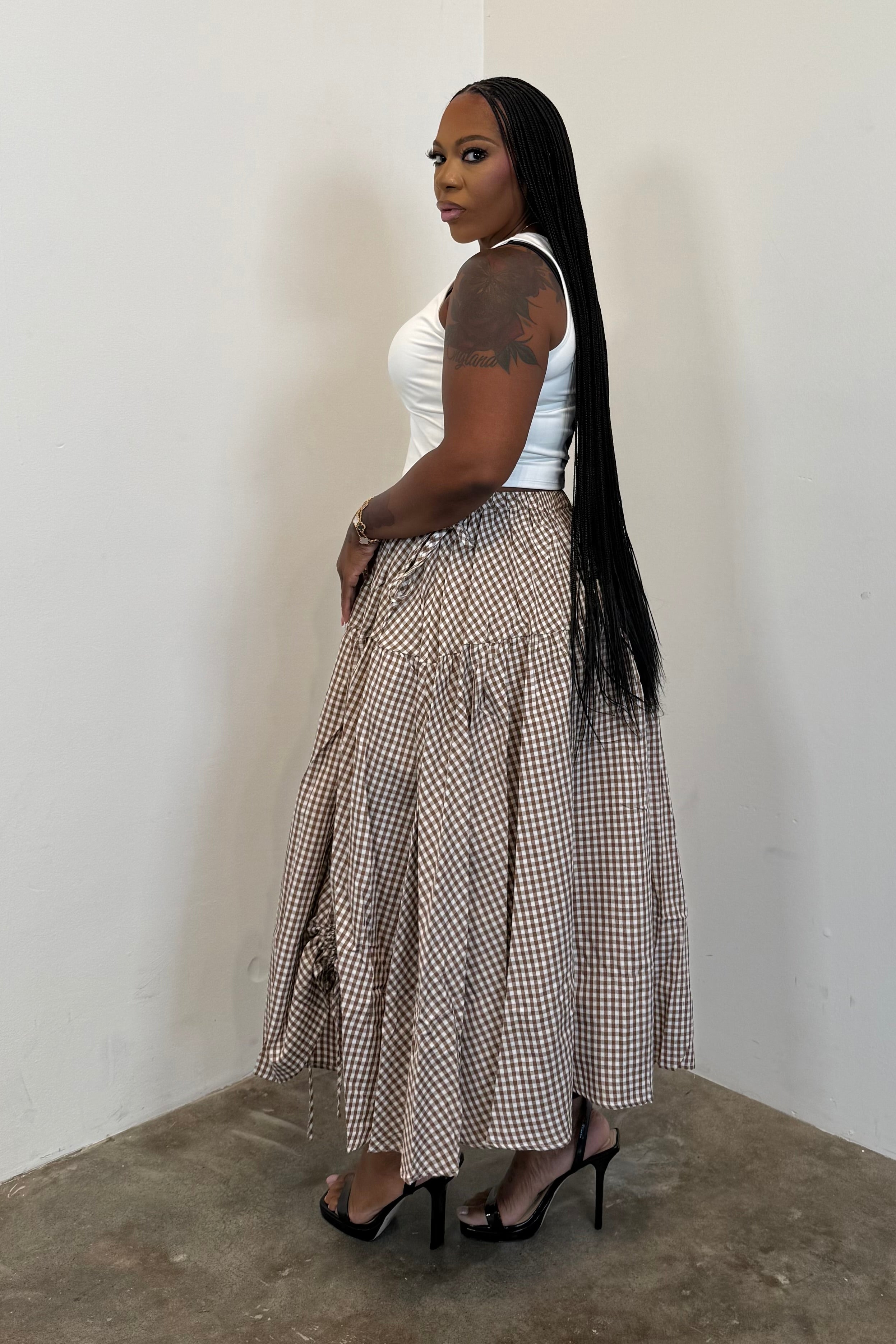 Picnic Skirt (Brown Checker)