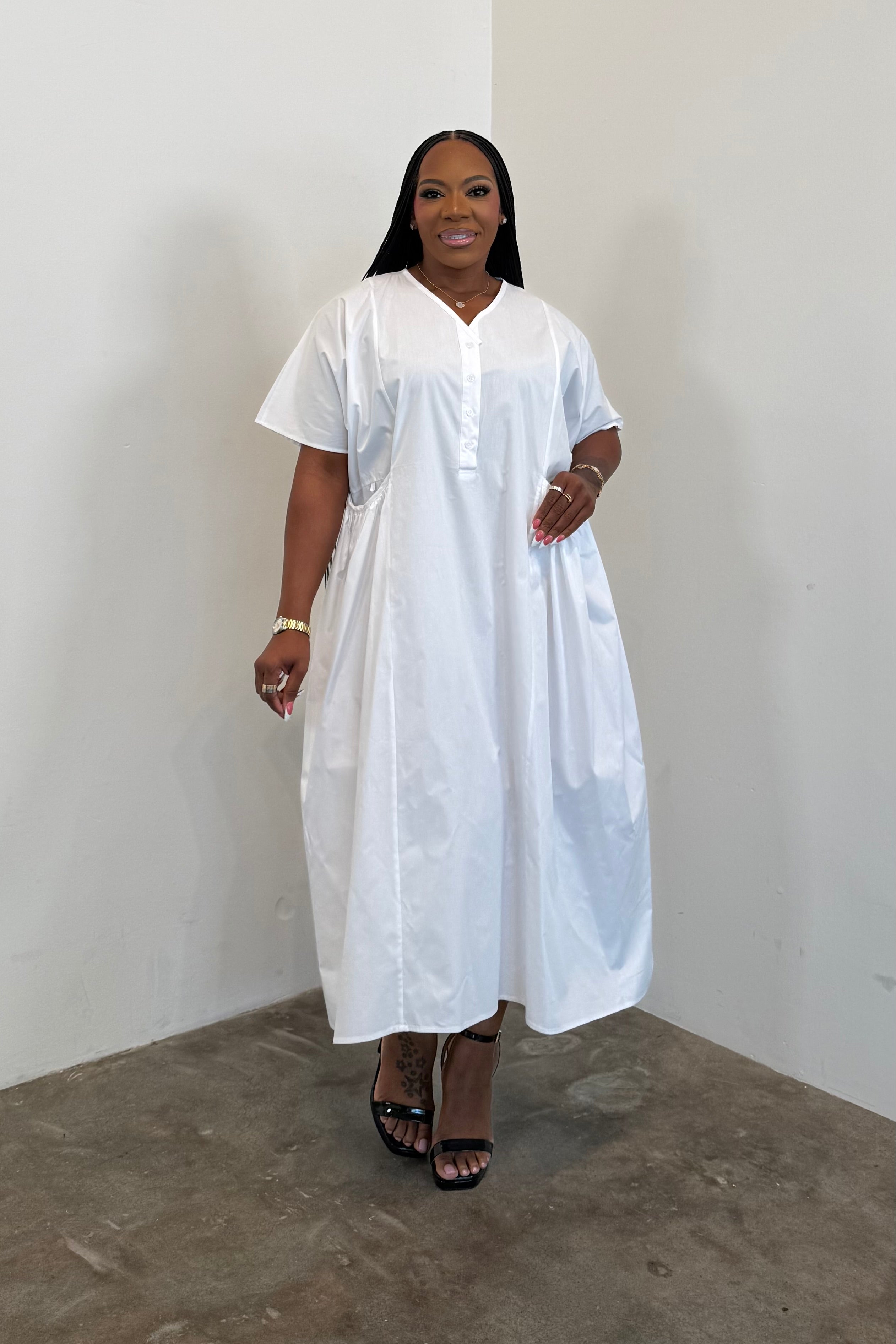 Gathered Grace Dress 5502 (White)