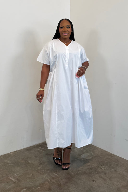 Gathered Grace Dress 5502 (White)
