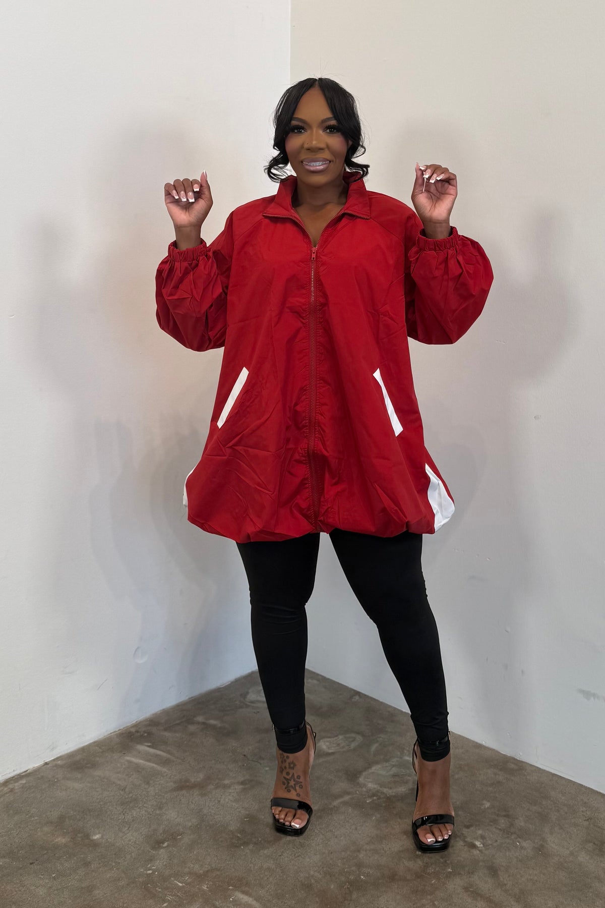 Retro Windbreaker Dress (Red)