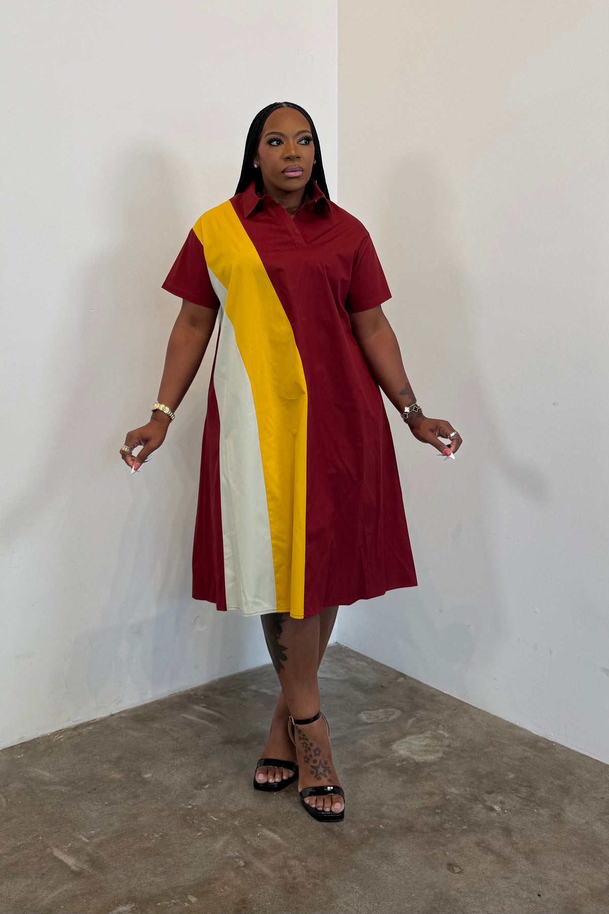 Curve The Rules Dress 5566 (Burgundy)