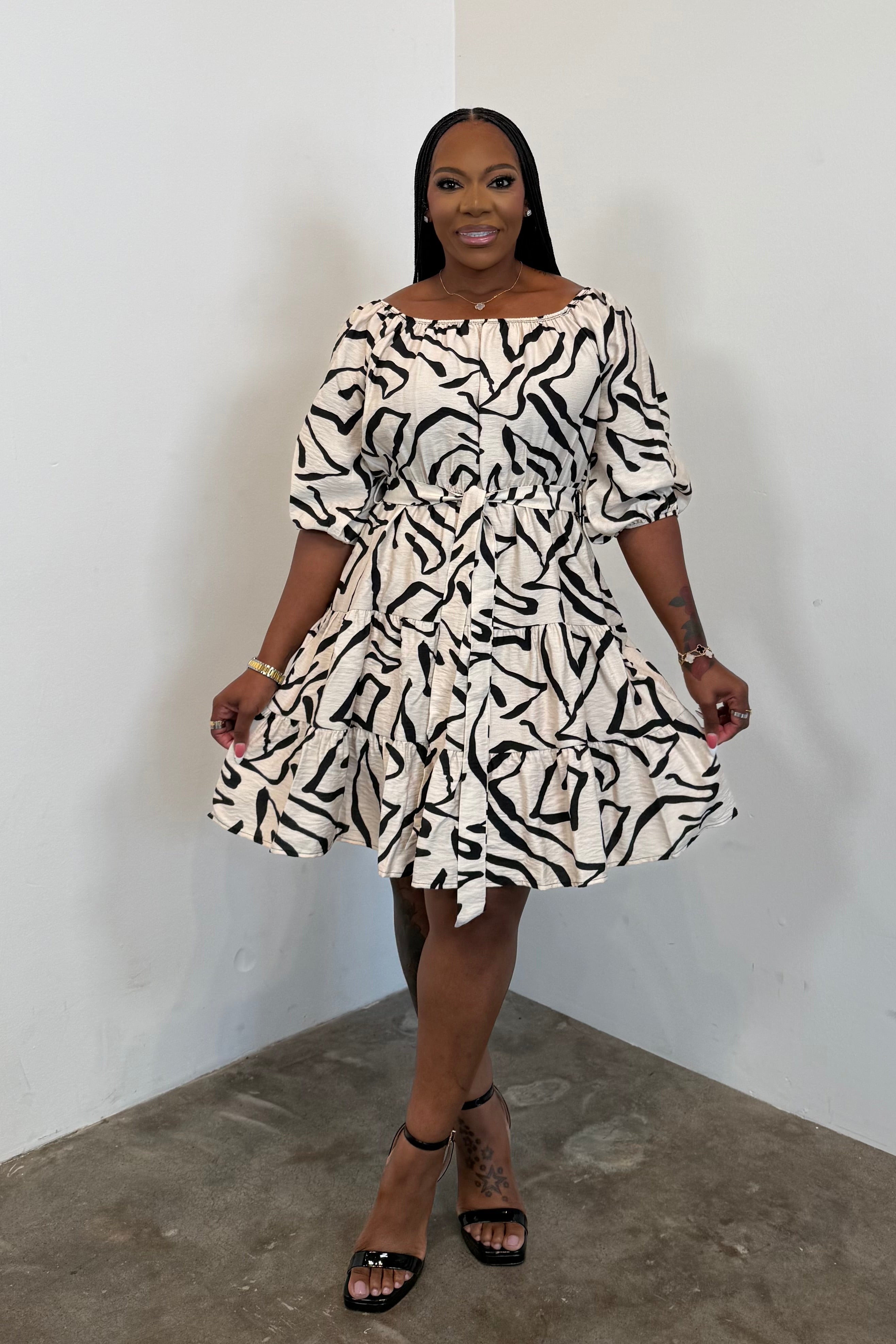 Flirt & Twirl Dress (Cream)