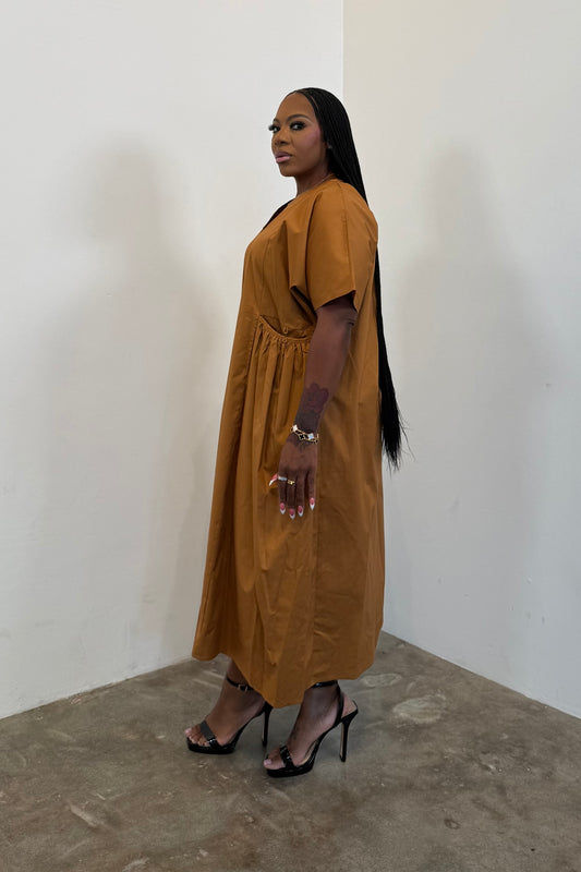 Gathered Grace Dress 5502 (Brown)