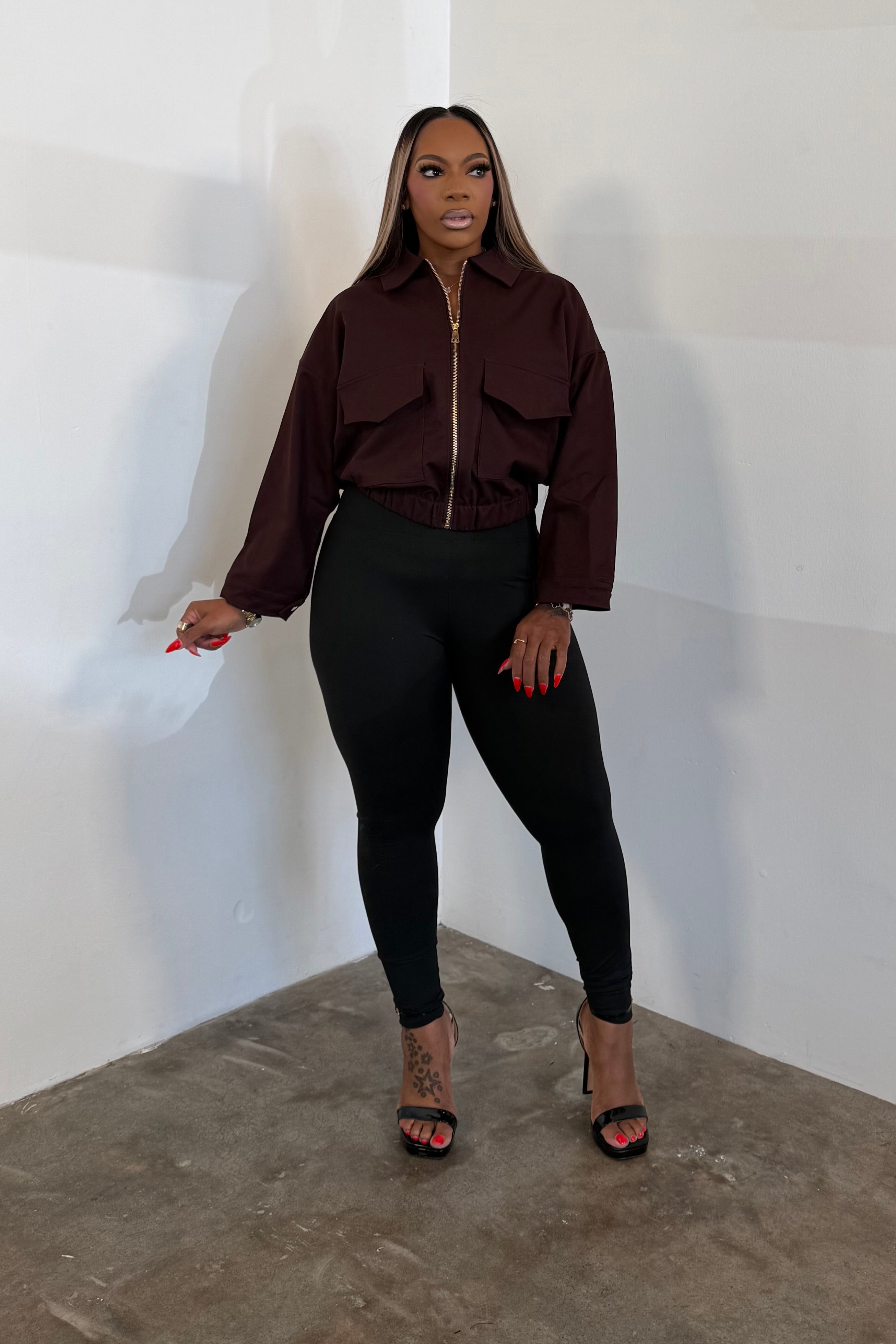 Casual Confidence Jacket (Burgundy)  5855
