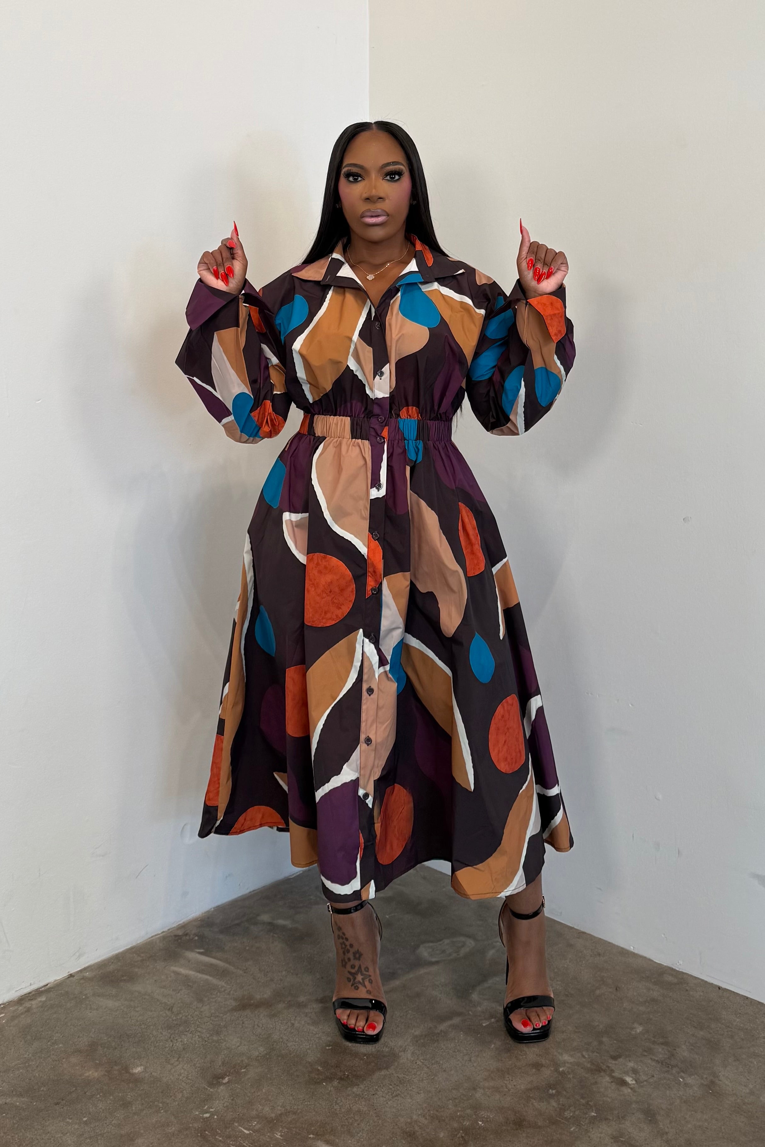 The Sunday Dress (Brown & Orange)