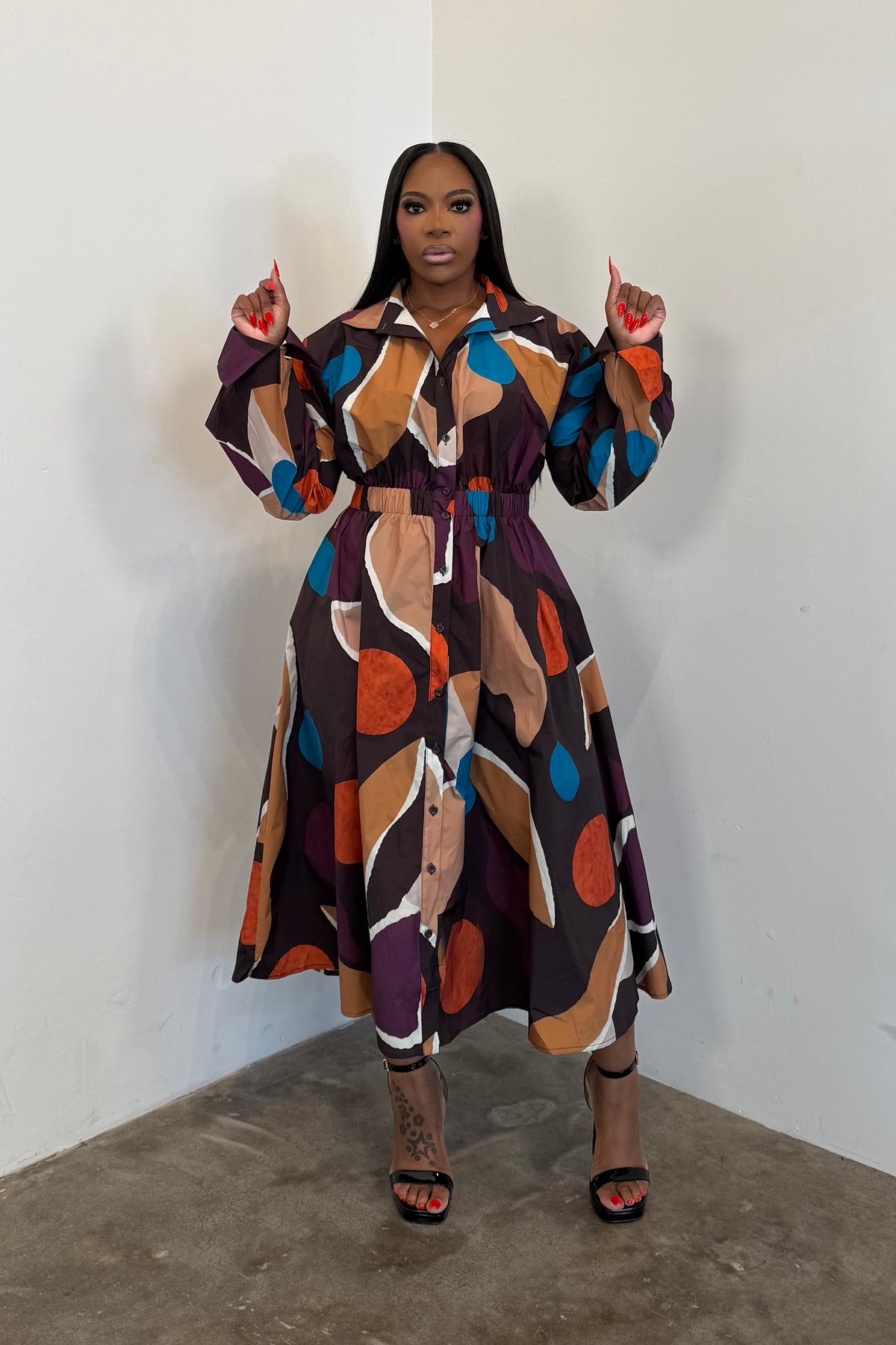 The Sunday Dress (Brown & Orange)