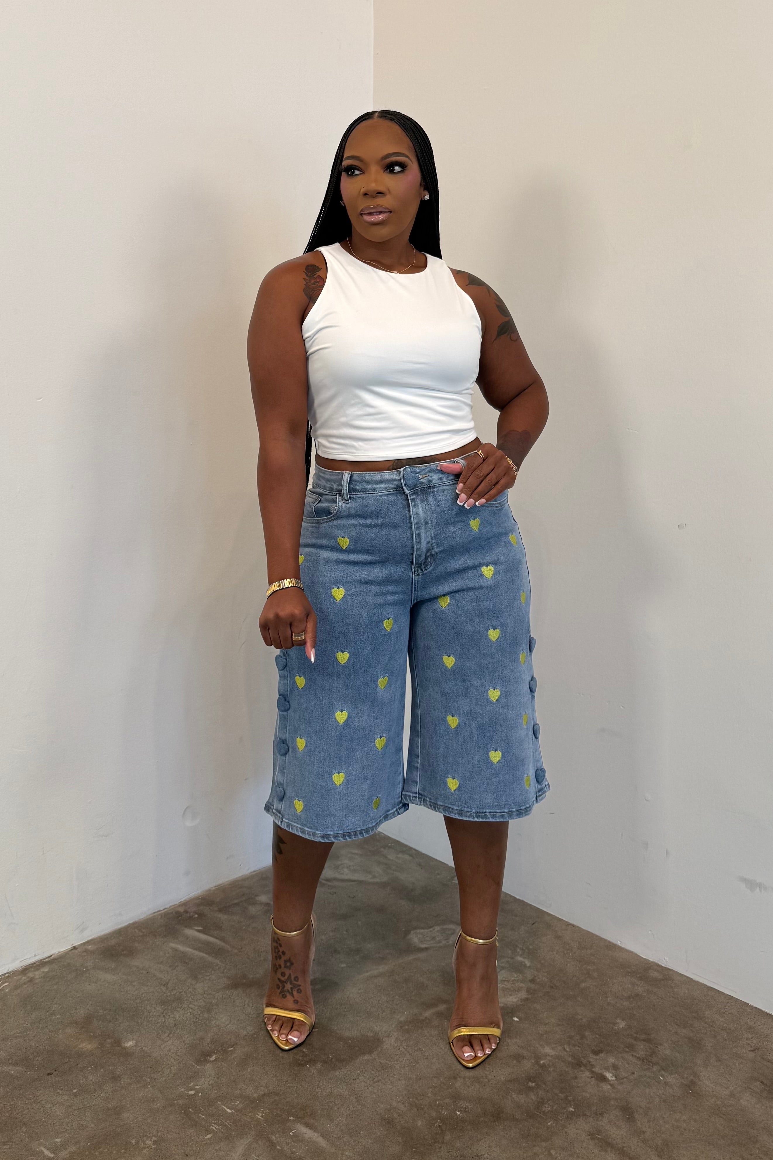 Heart Eyes Denim Shorts