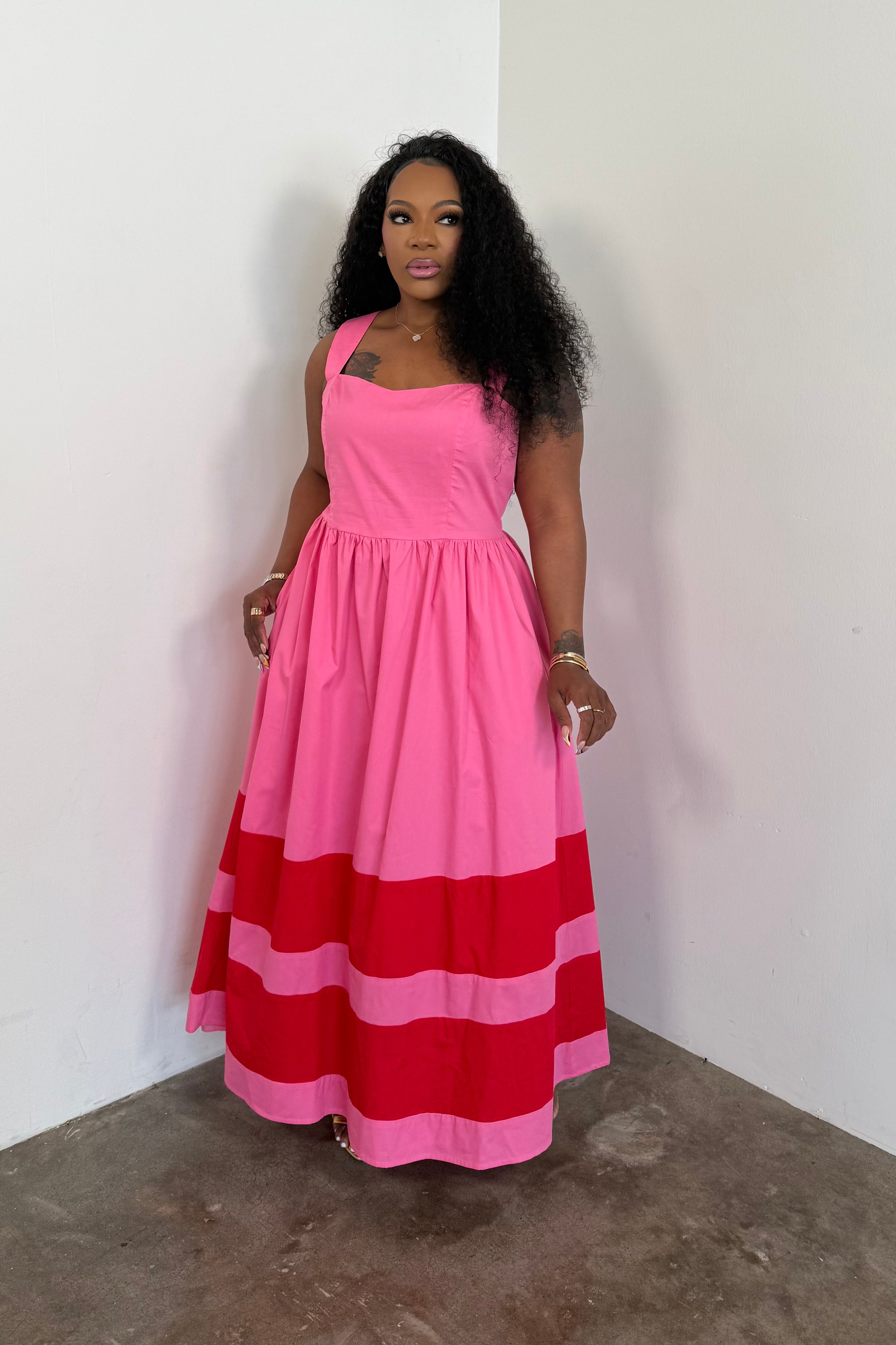The Coastline Dress (Pink/Red) *LUXE* I'MarE Boutique The Coastline Dress (Pink/Red) *LUXE* I'MarE Boutique