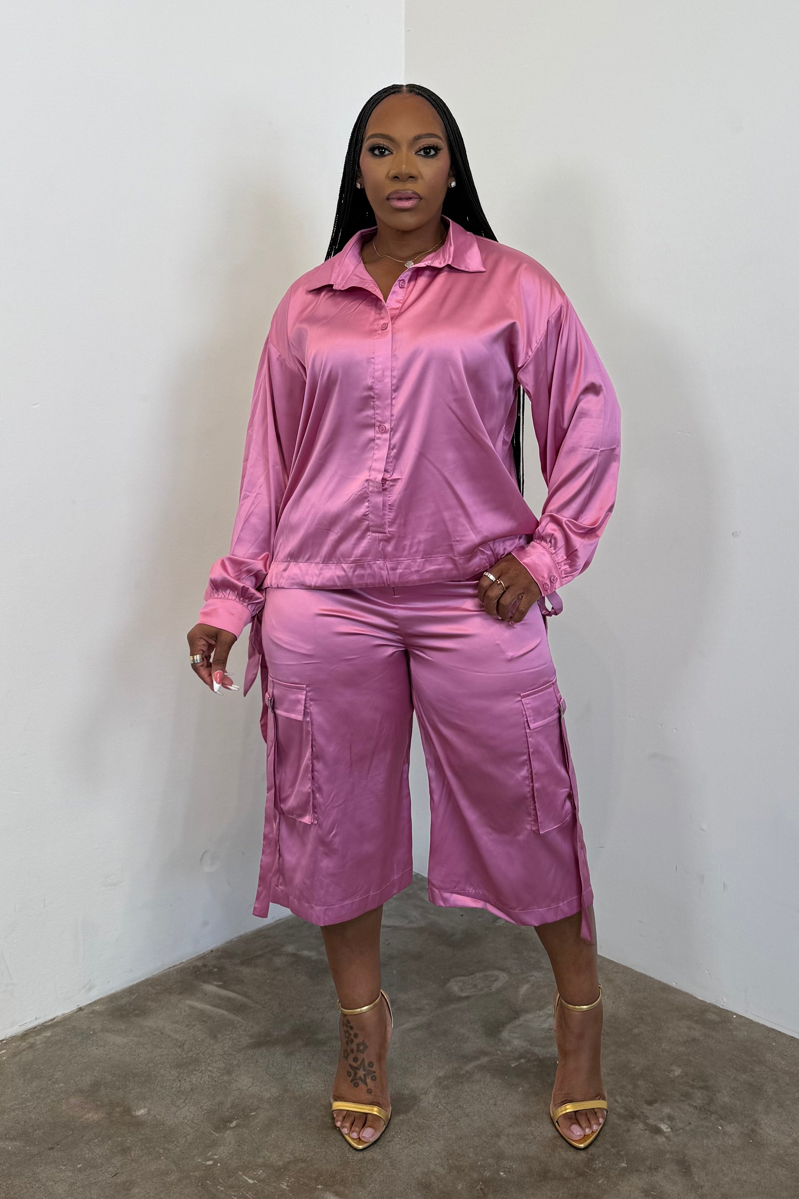 City Luxe Jorts Set (Pink)