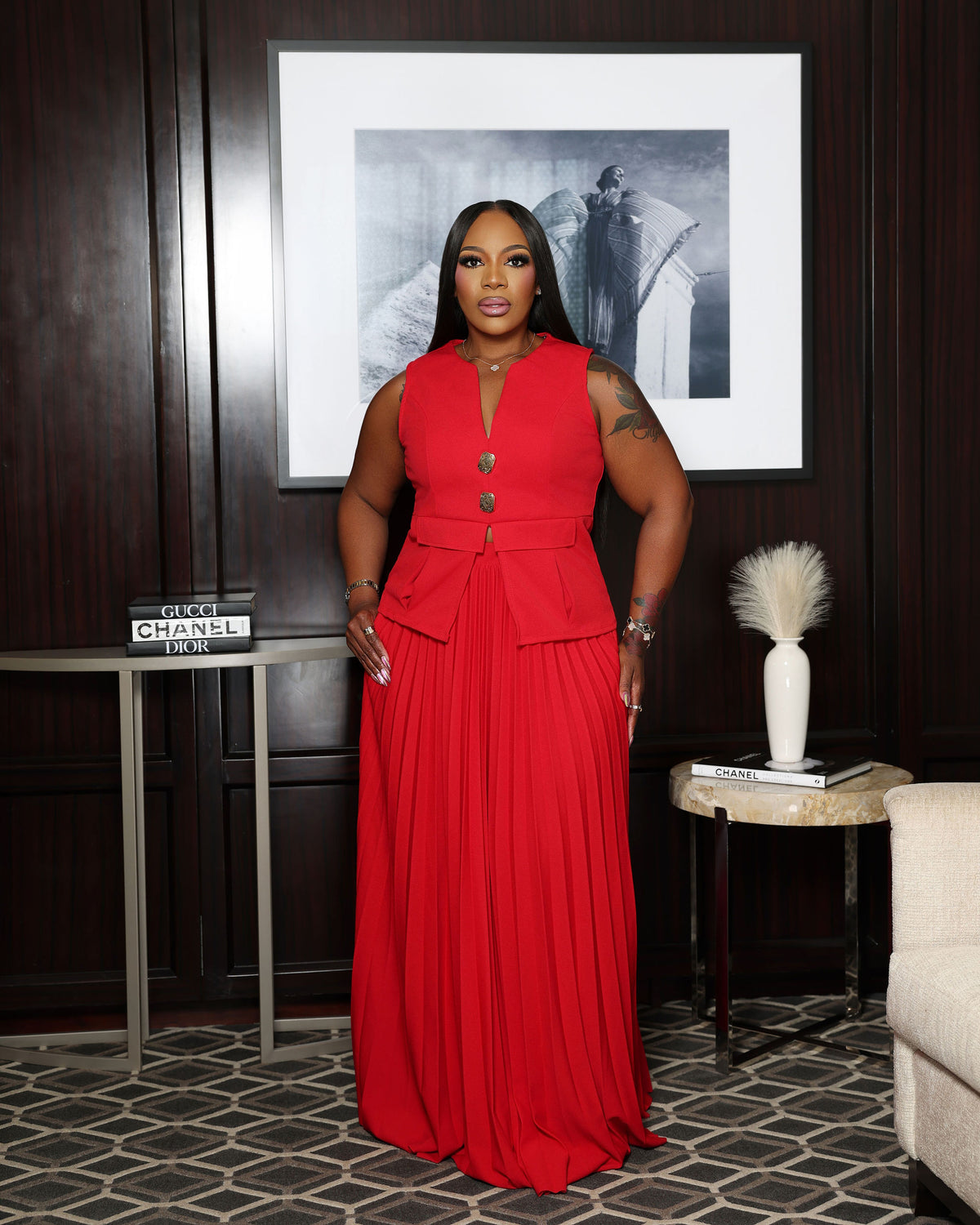 The Power & Poise Skirt Set (I'MarE Exclusive) (Red)