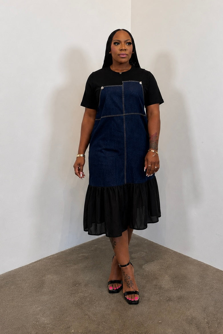 Indigo Denim Dress (Black) 5115