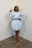 The St.Claire Skirt Set (Blue Pinstripe)