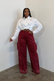 The Starlight Cargo Jeans (Burgundy)