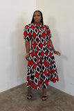 Statement Bow Dress (Red Multi)