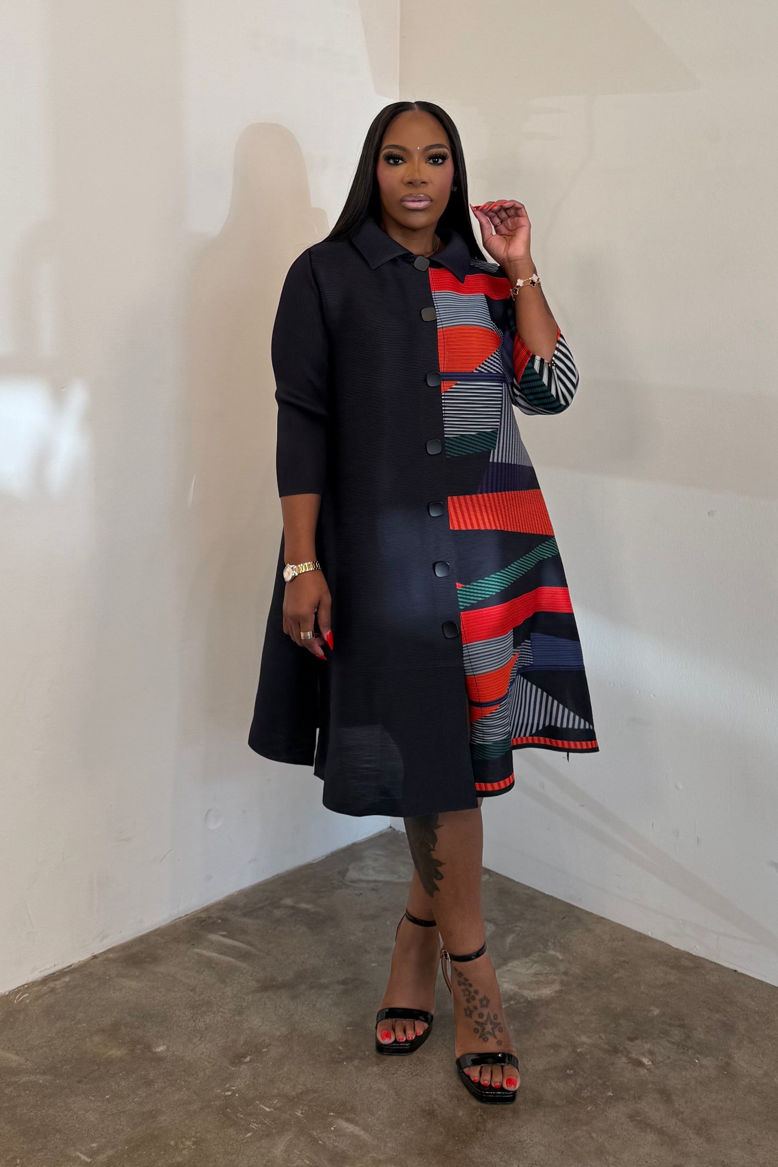 The Colorblock Dress (Red & Black)