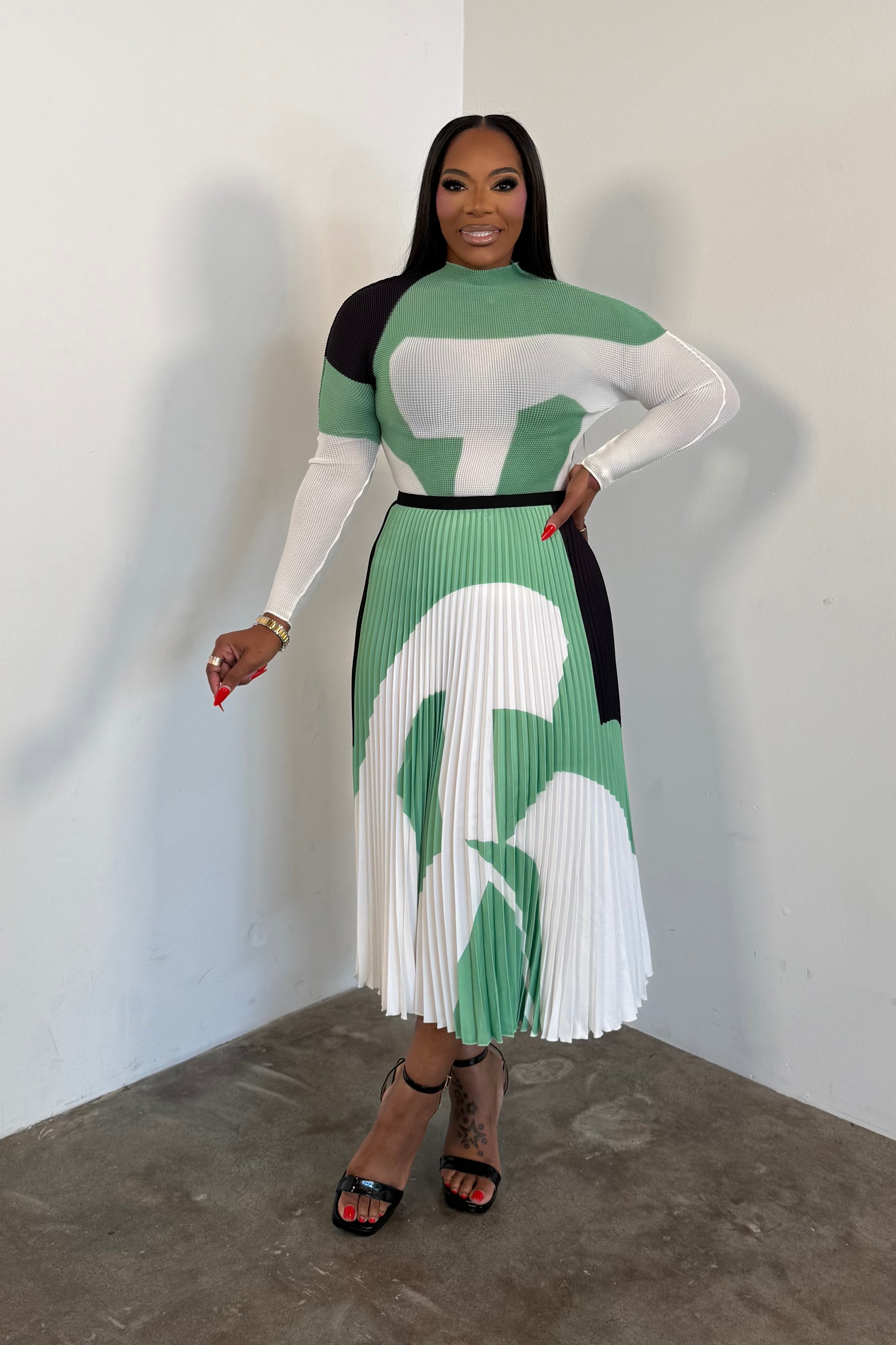 Ripple Effect Skirt Set (Green)