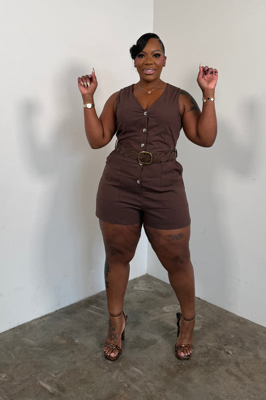 Safari Chic Romper (Brown)