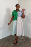 Colorblock Shirt Dress 5265 (Green)