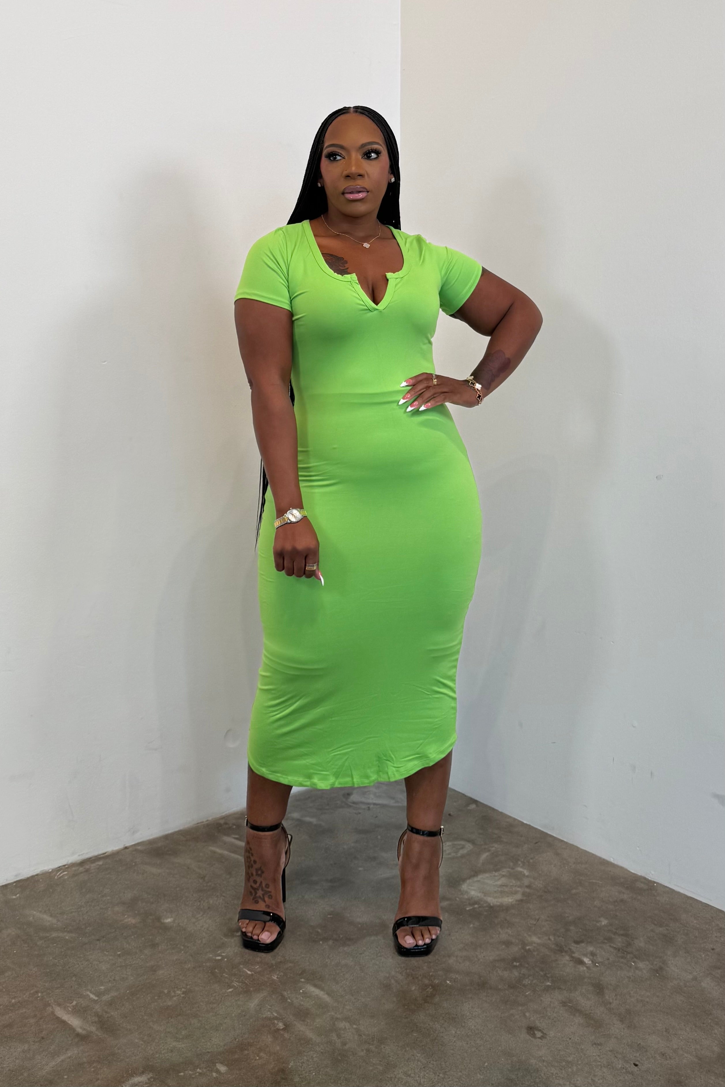 Keep It Cute Dress (Lime)