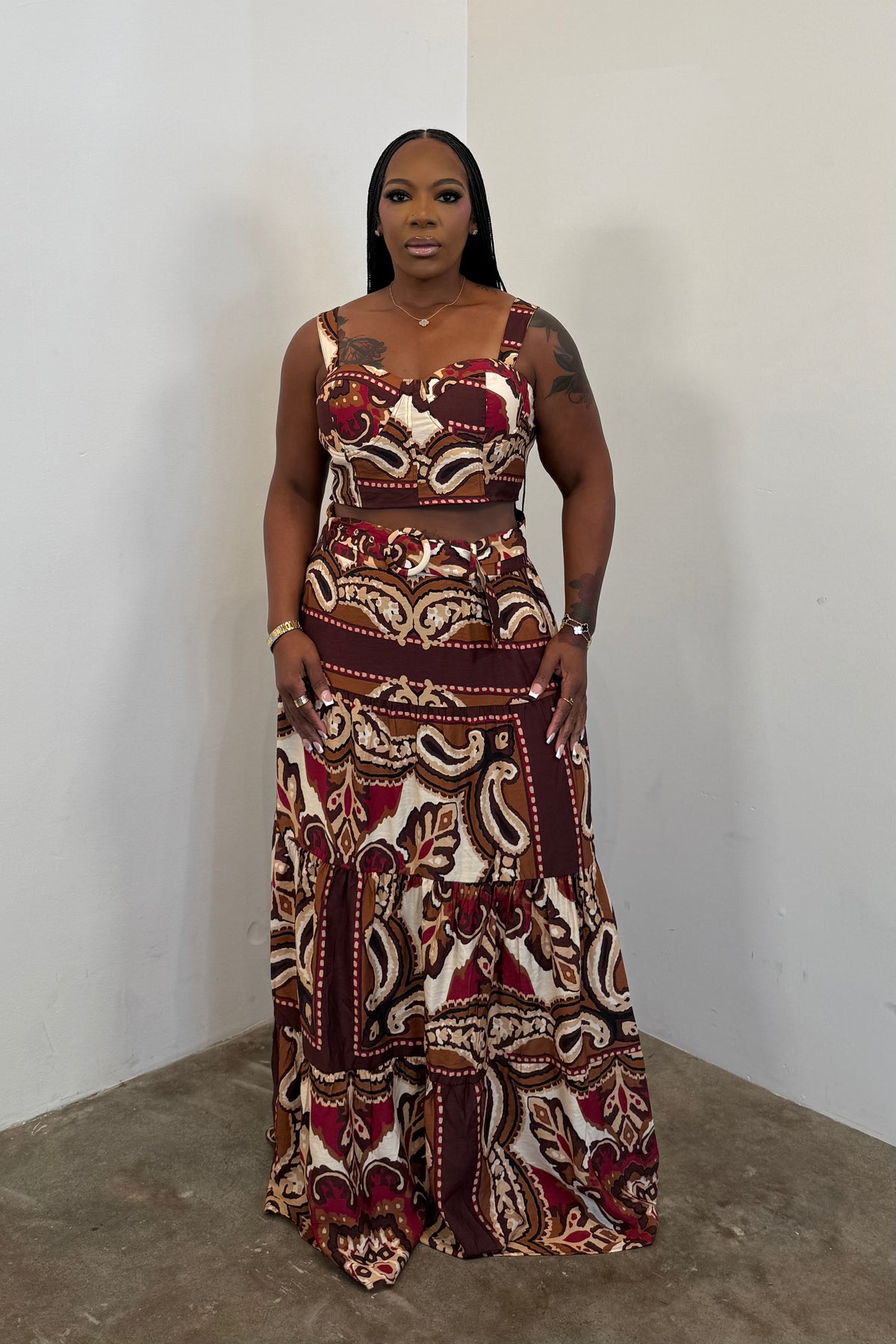 Wanderlust Skirt Set (Burgundy)