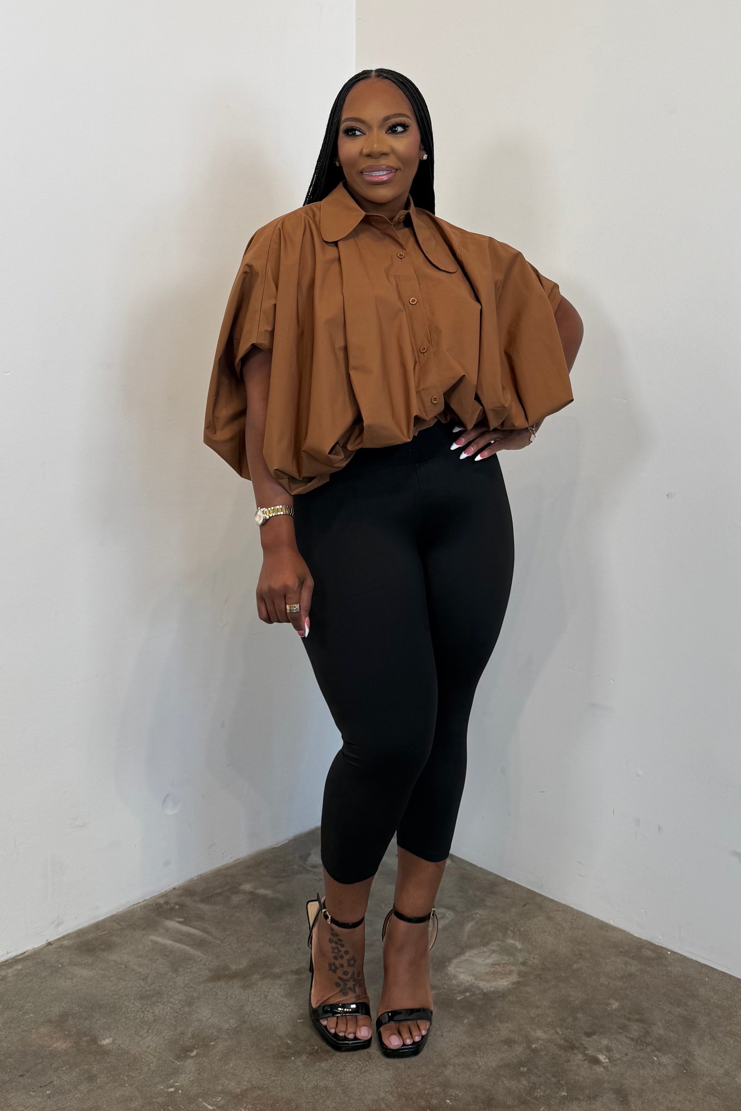 Balloon Blouse (Brown) 5120