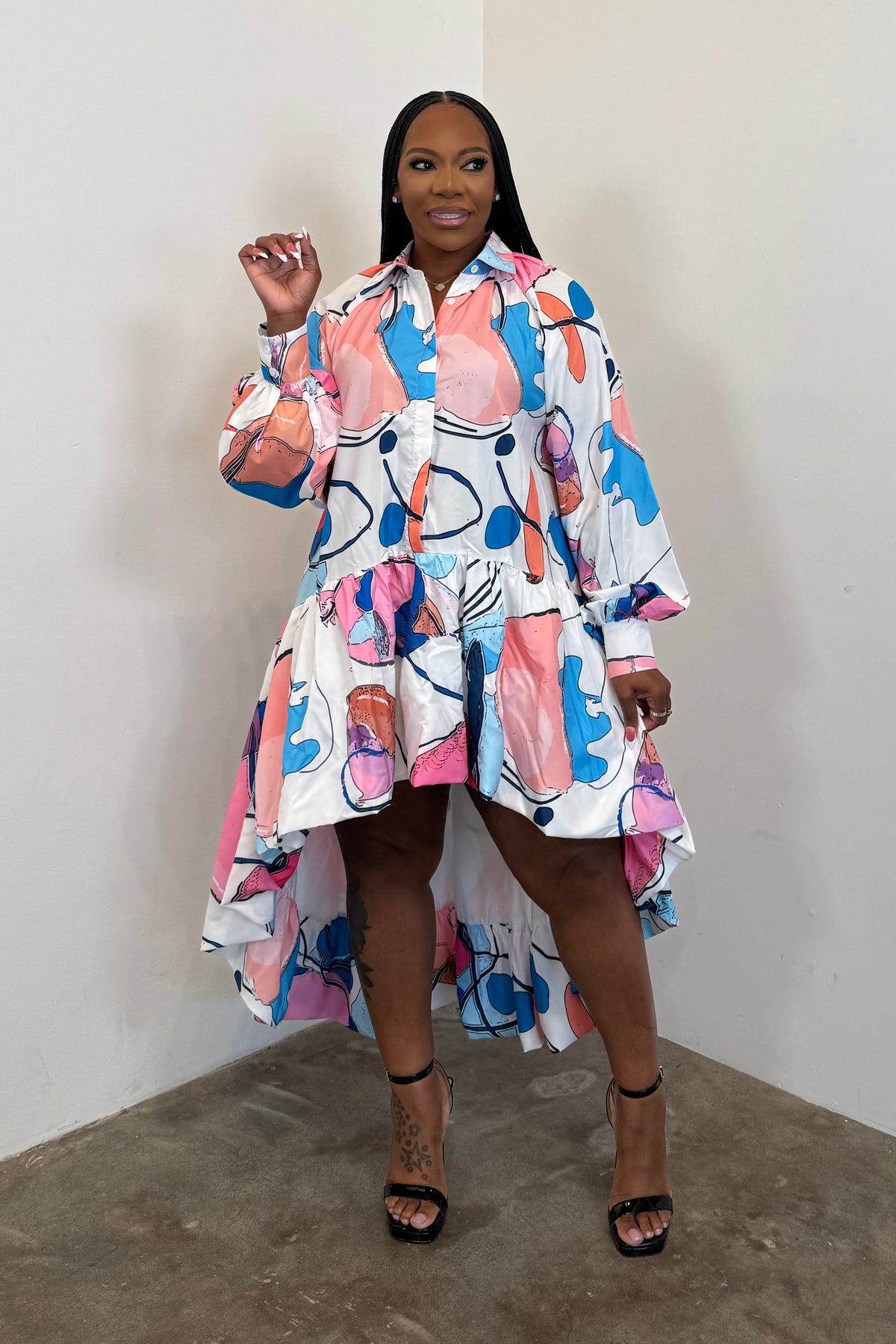 Statement Piece Dress (Pk & Pebble)