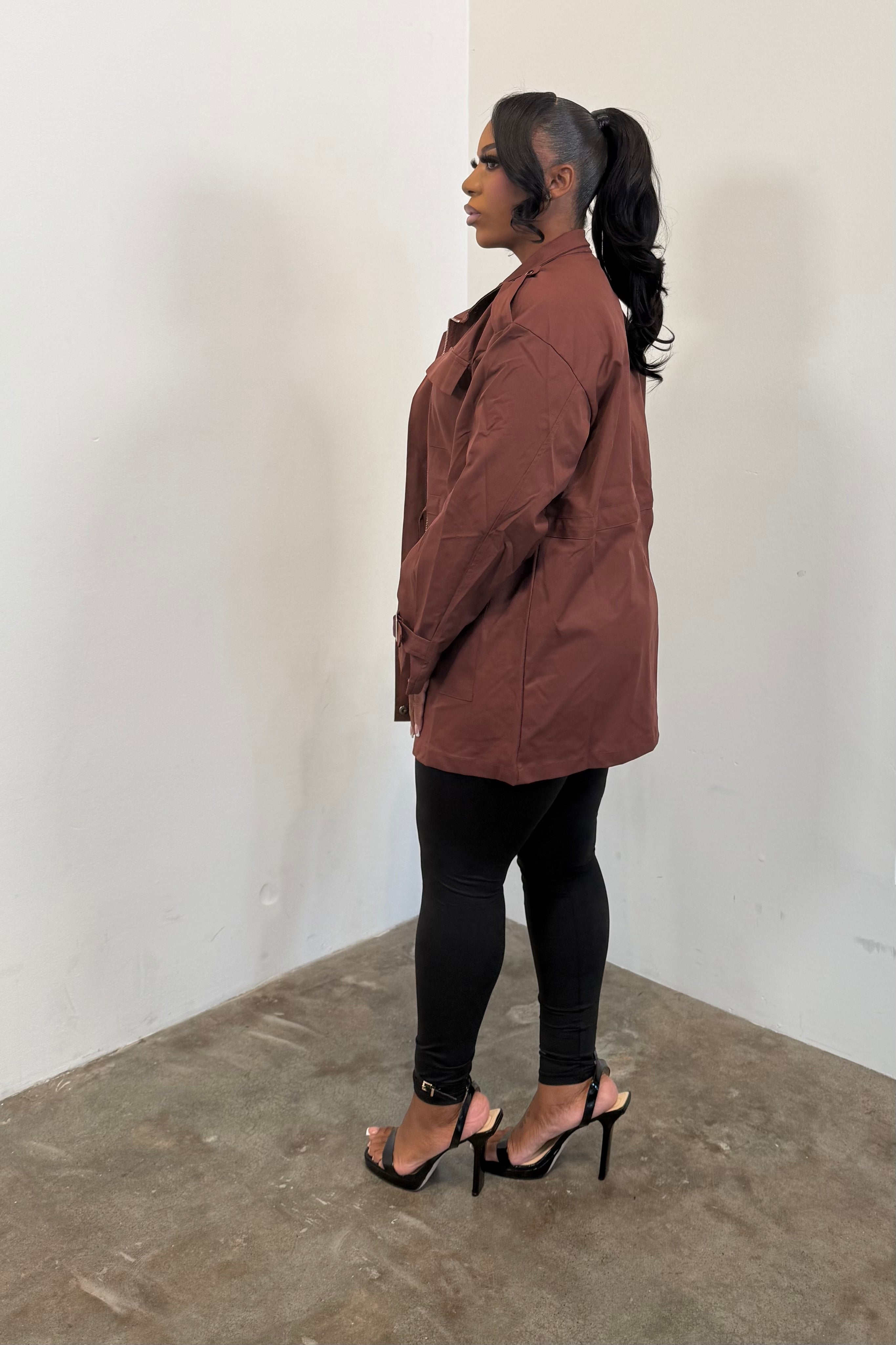 Belted Utility Jacket (Choco Brown)