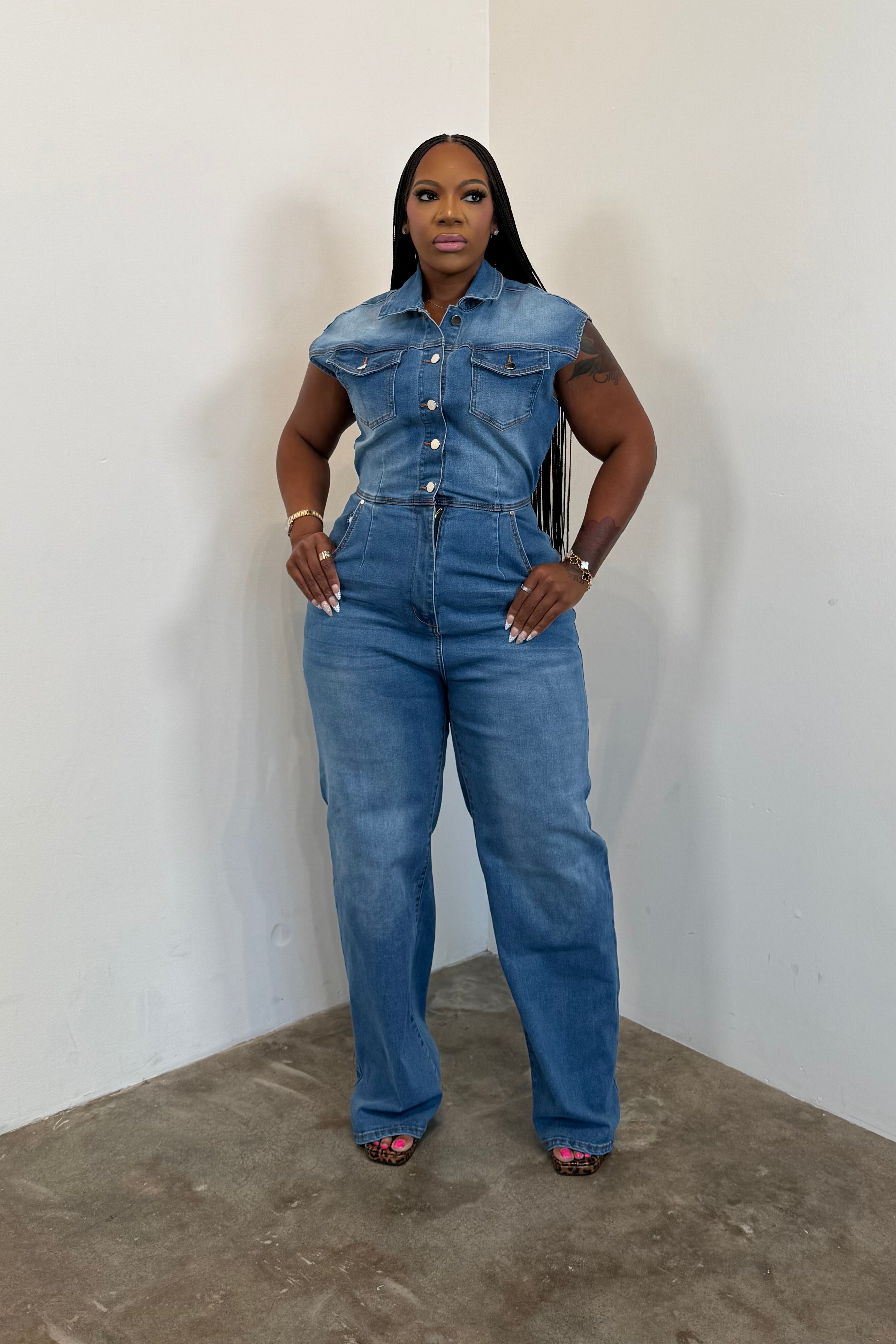 Vest Denim Jumpsuit