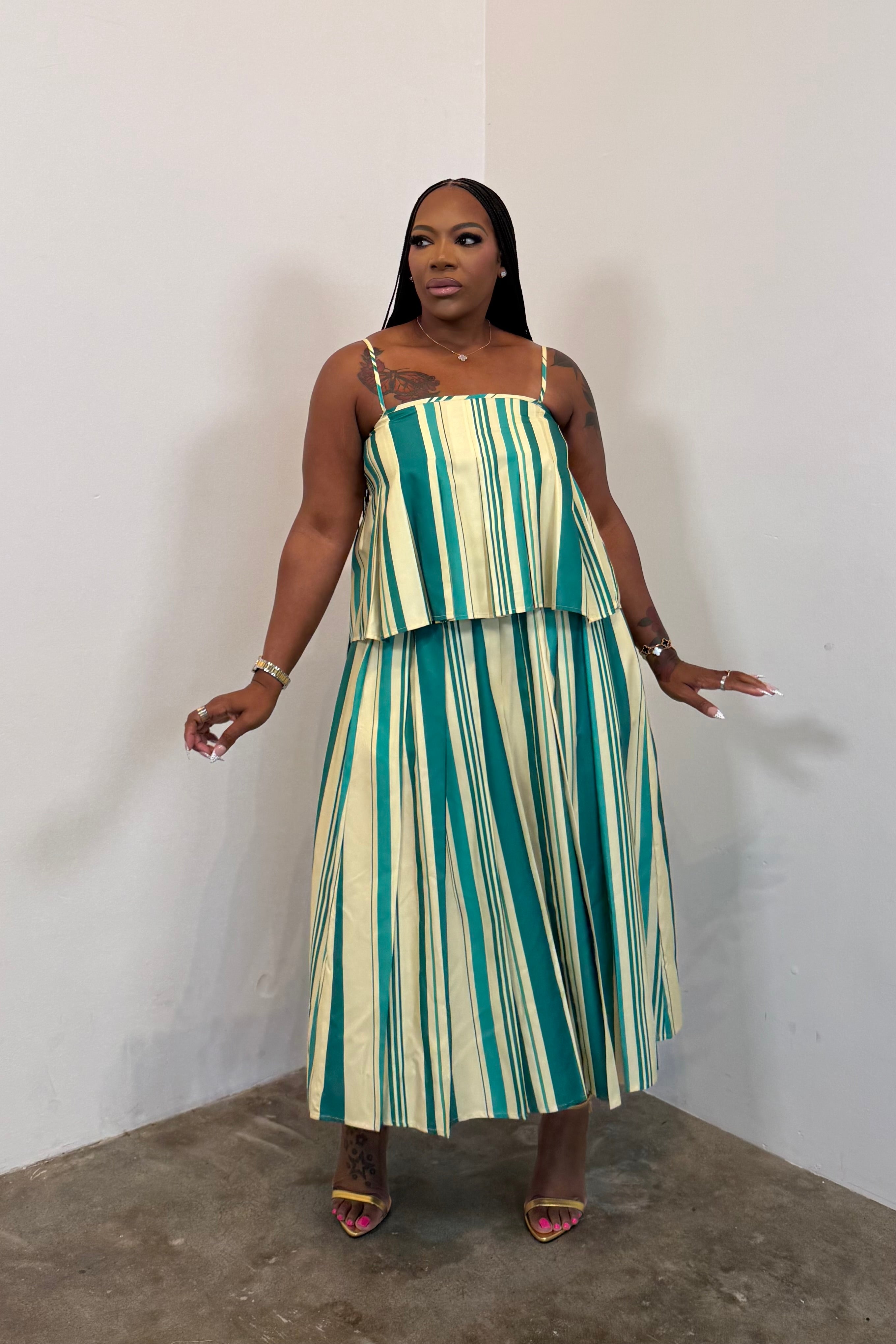 The Cabana Skirt Set (Green & Yellow)