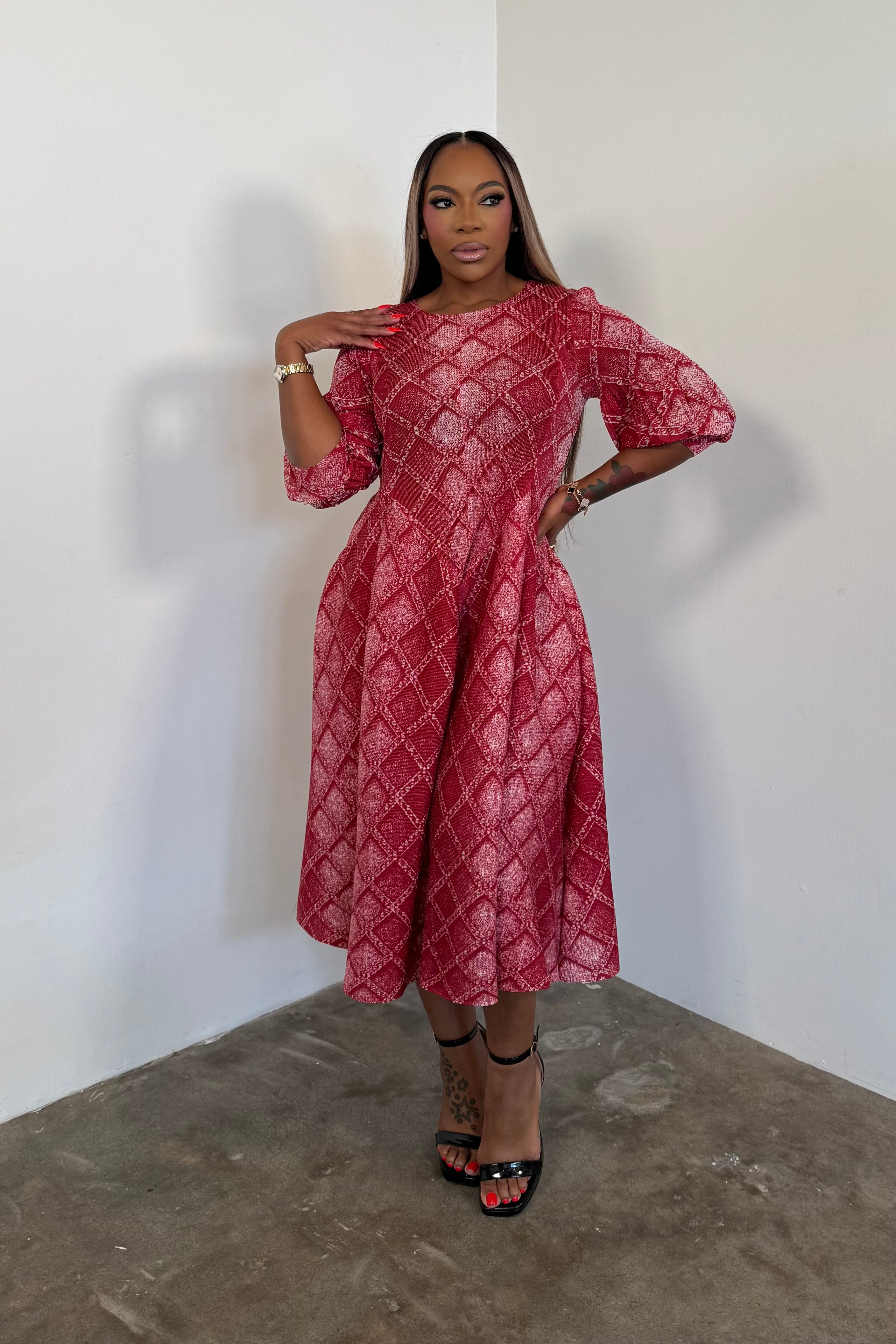 Sunday’s Finest Dress (Red Print)