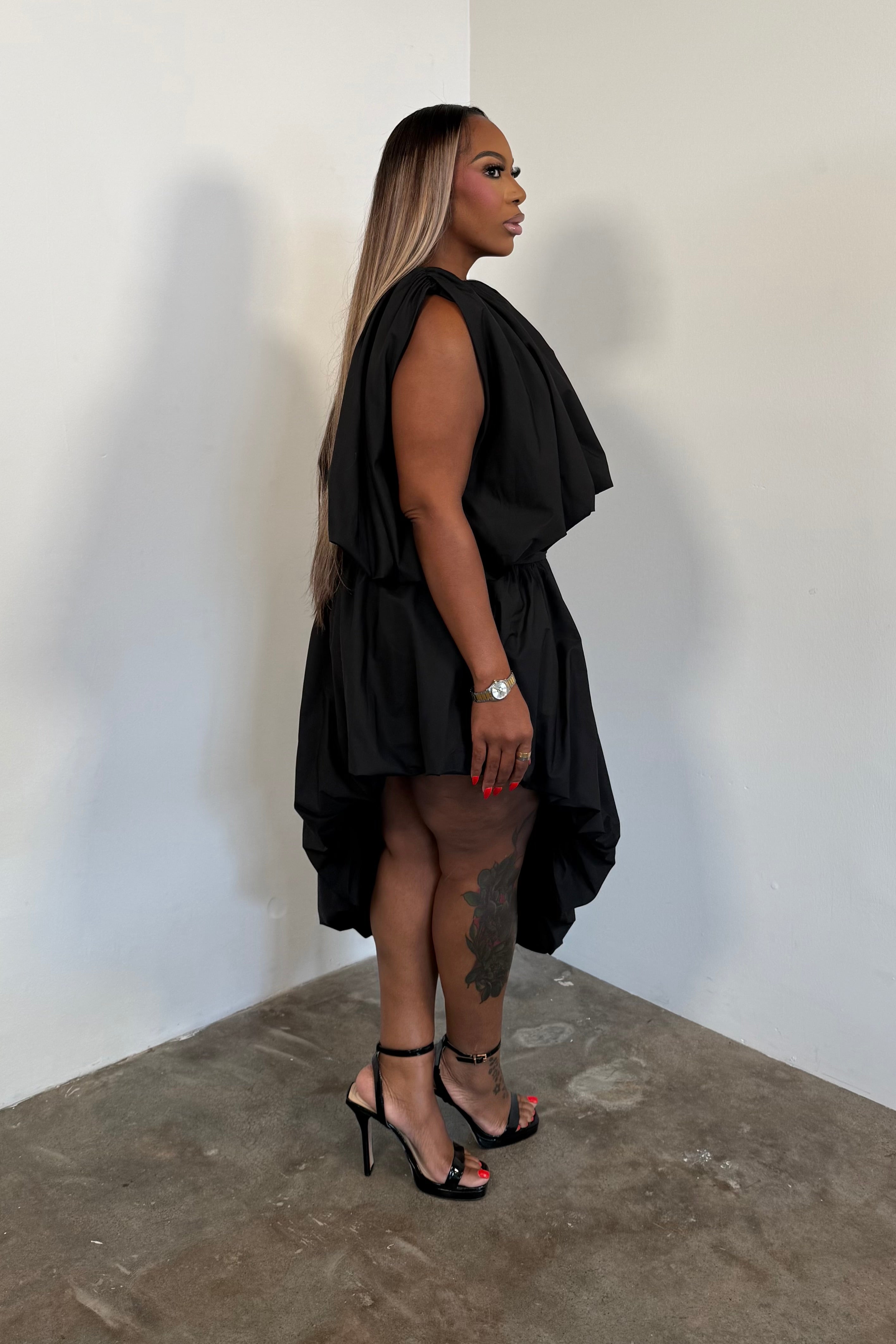 Draped In Grace Skirt Set (Black)
