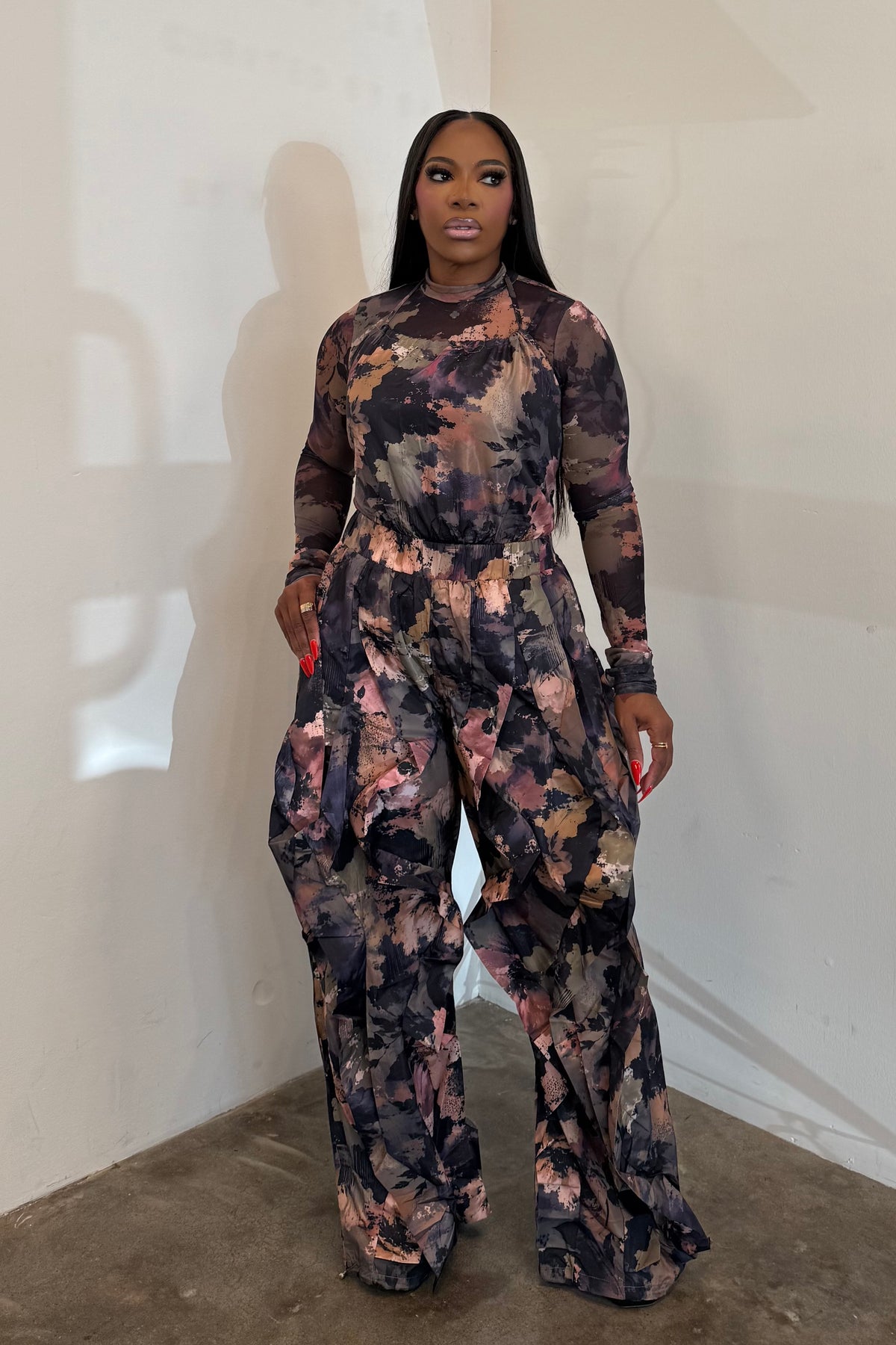 The Origami Jumpsuit & Top (Brown & Green)