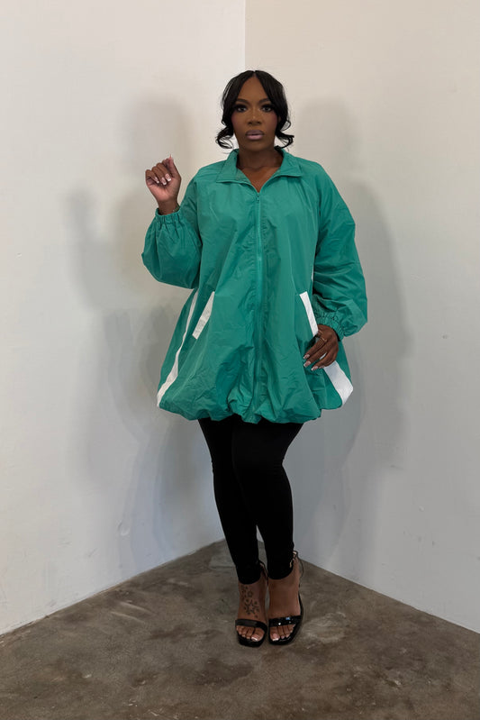 Retro Windbreaker Dress (Green)