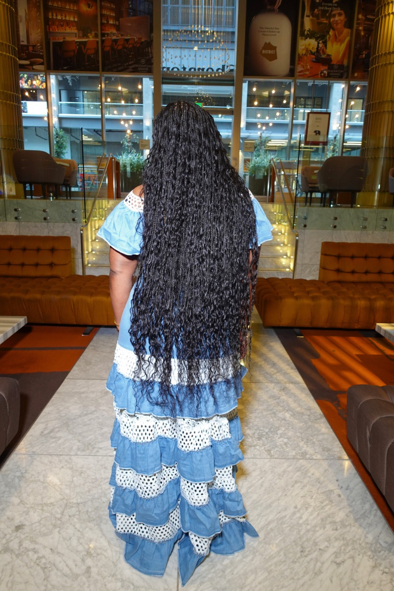 Vacay Moment Denim Dress (CU4877 BLUE H-4)
