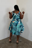 Cloud Dress (Teal & Beige Tropical)