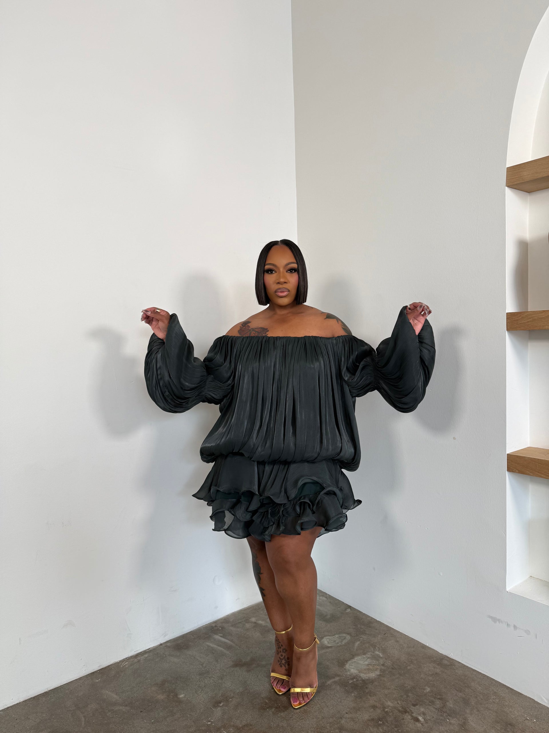 Too Cute To Ignore Dress (Forest Green) – I'MarE Boutique