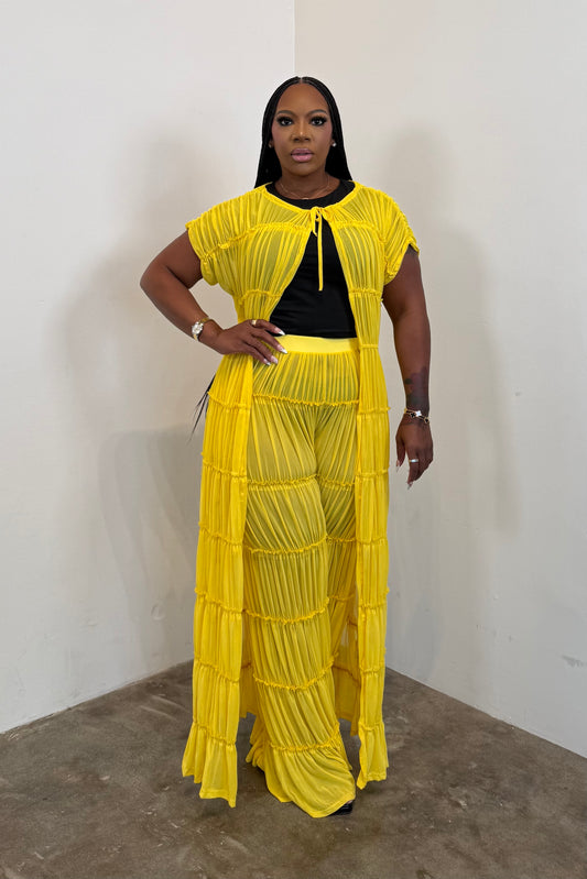 Pleated Paradise Duster (Yellow)