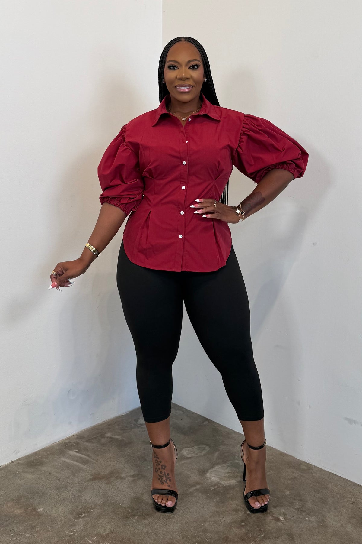 Structured Chic Top (Burgundy)