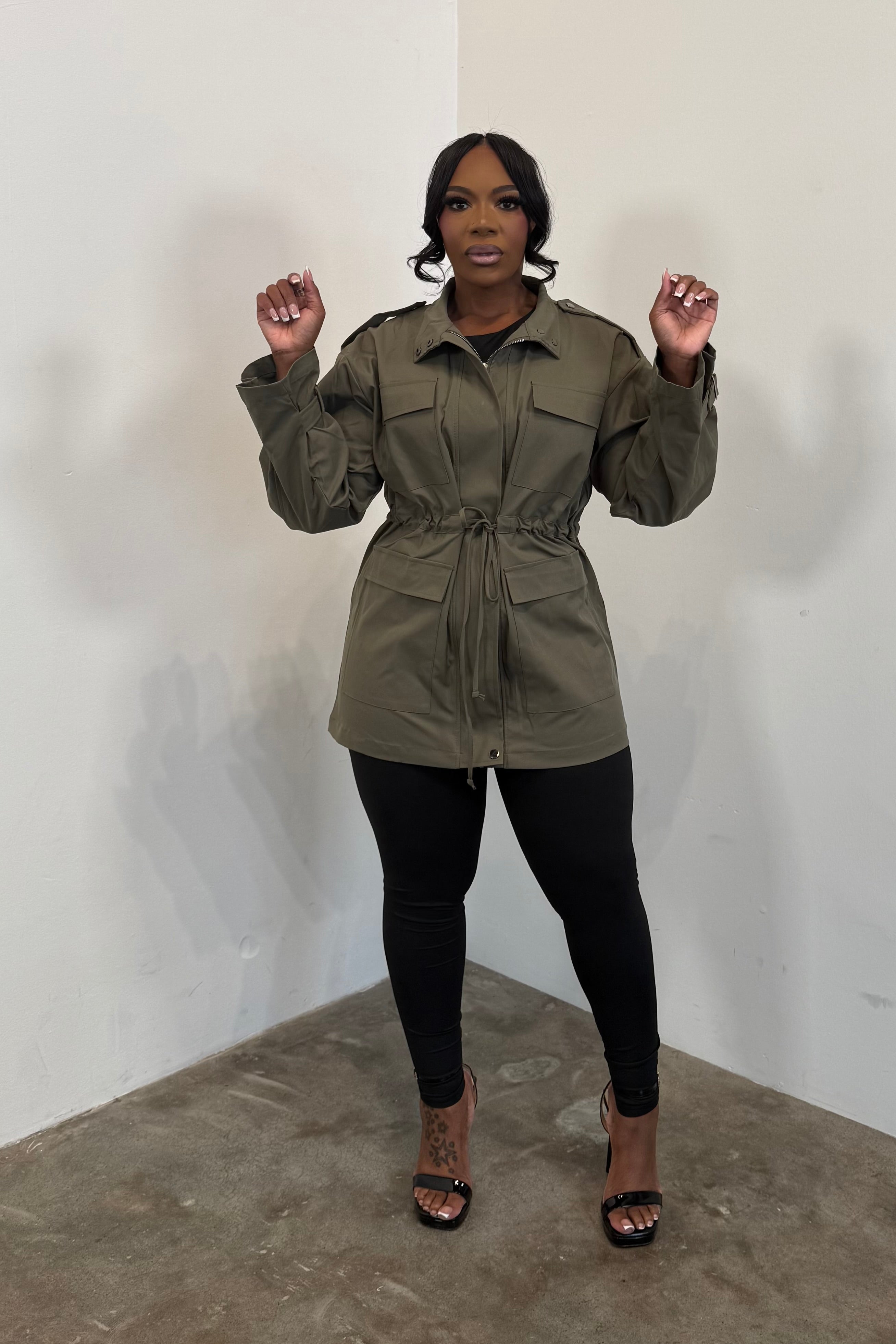 Belted Utility Jacket (Olive)