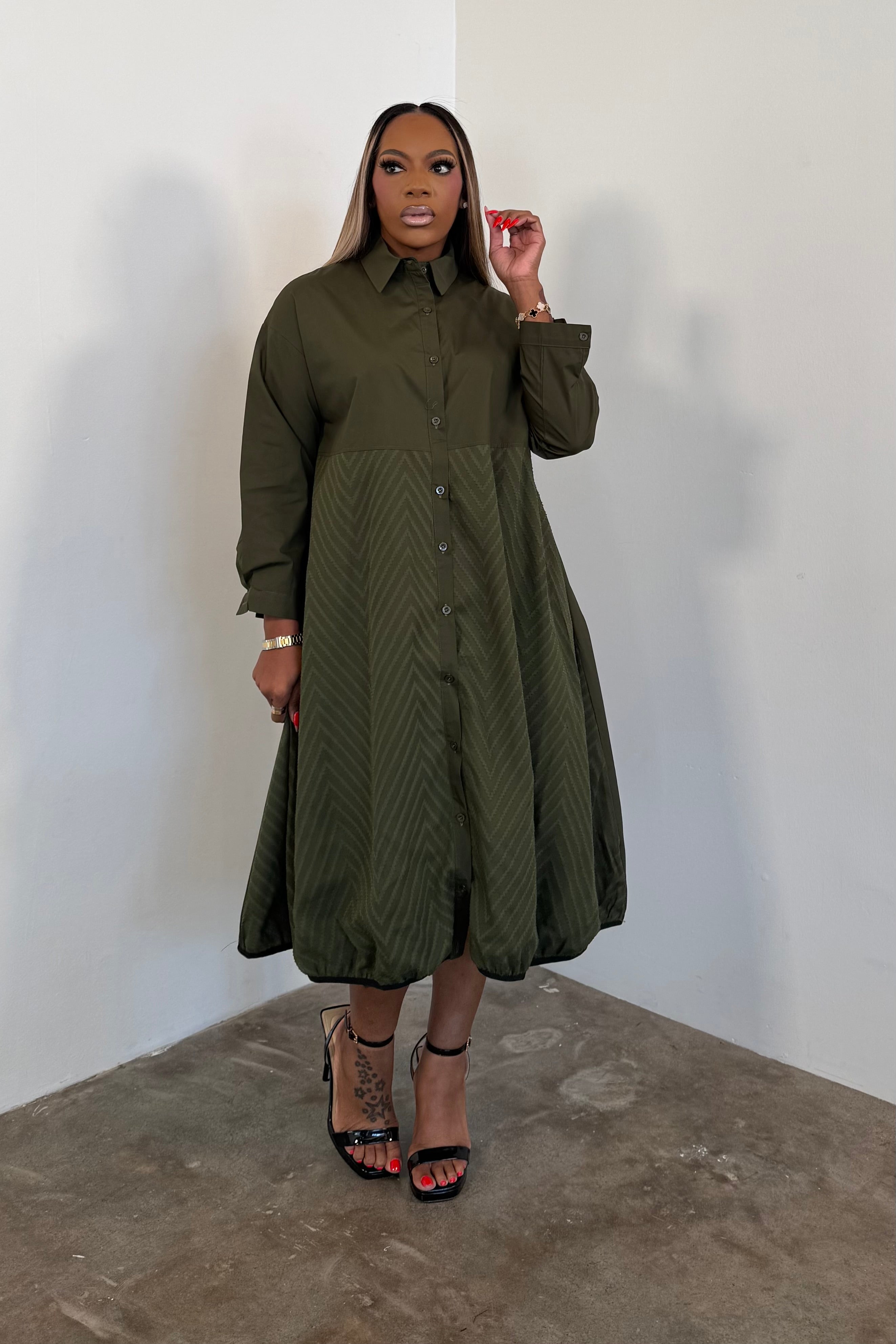 Classic Charm Dress (Olive) 6079