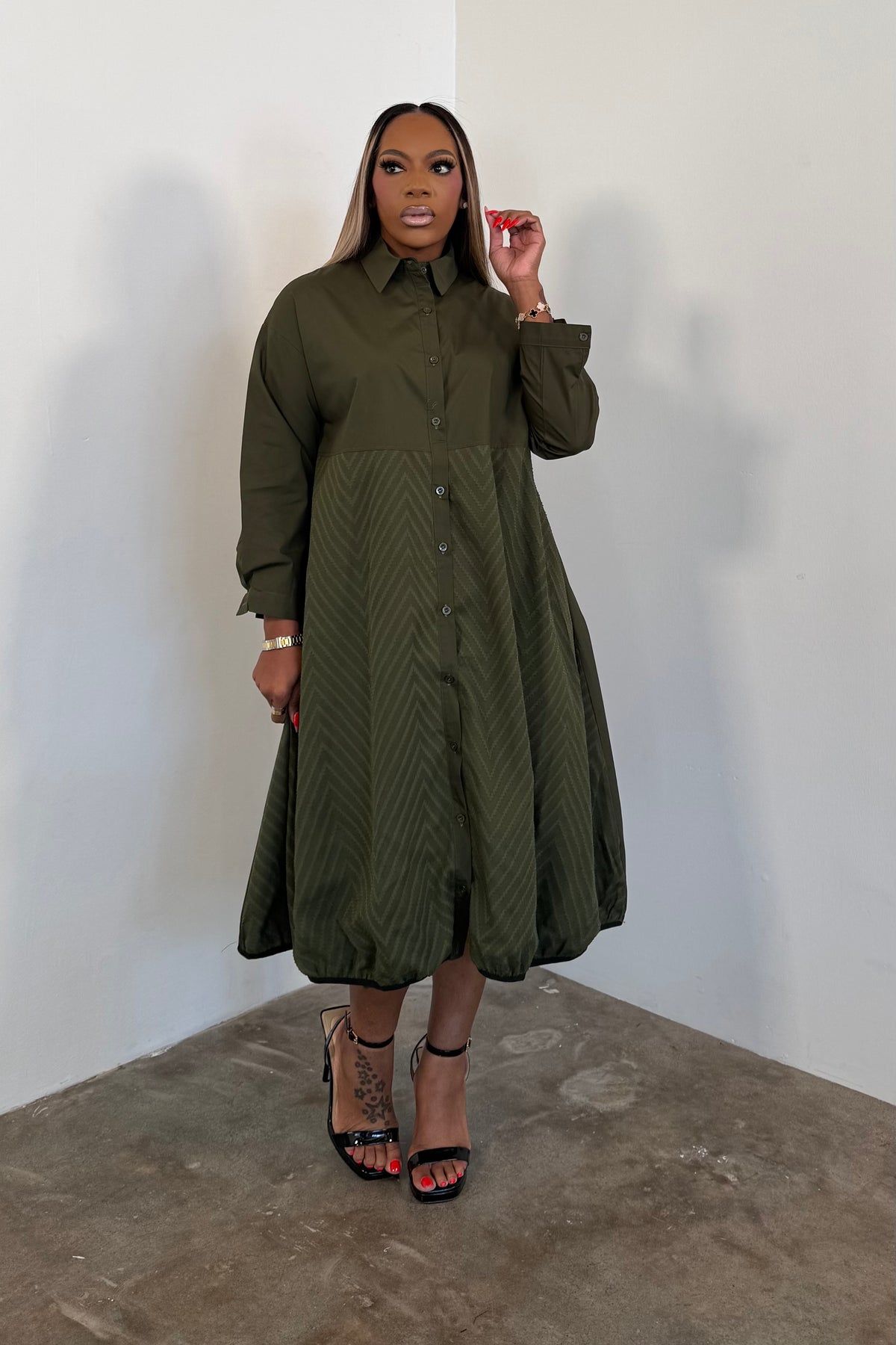 Classic Charm Dress (Olive) 6079