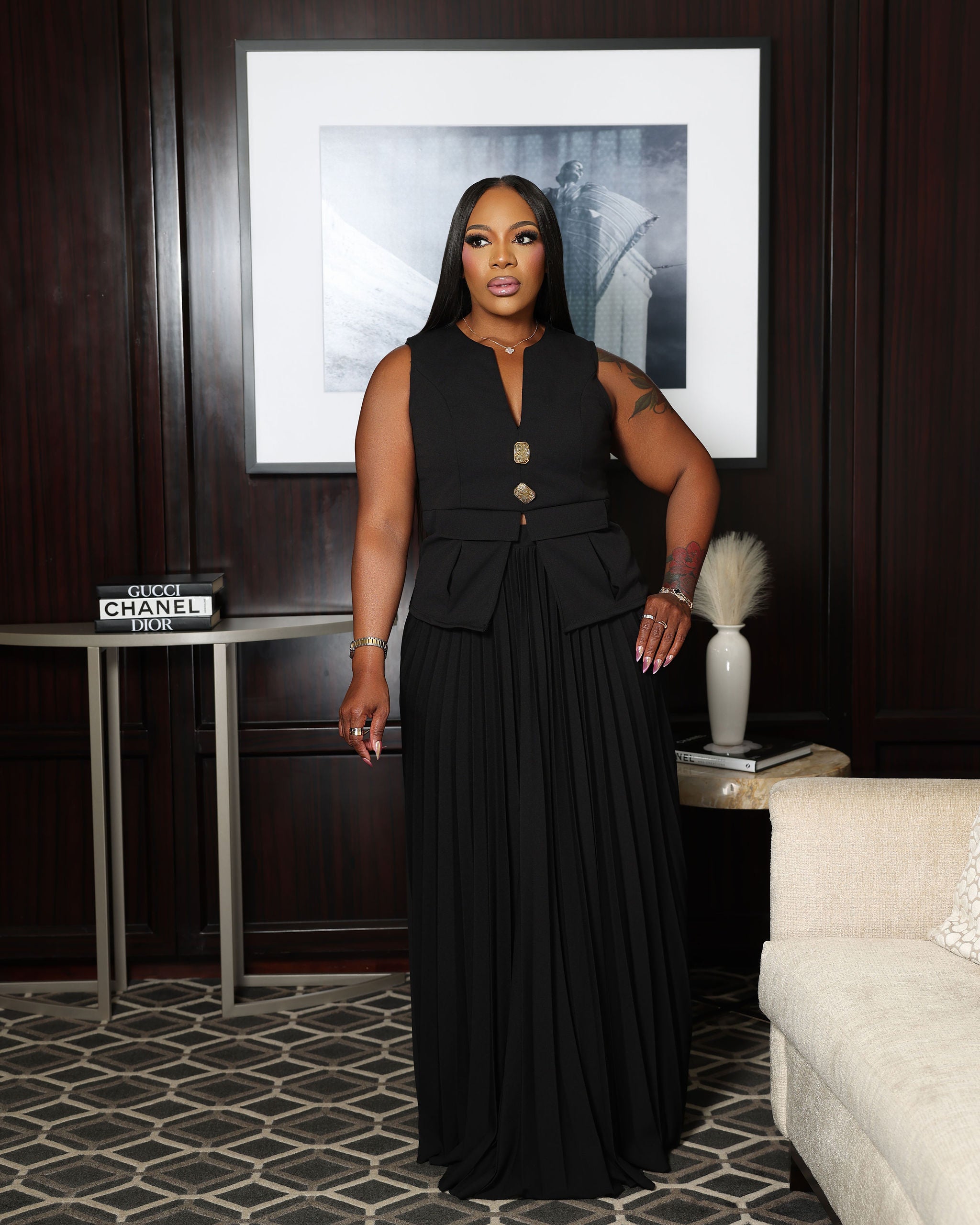 The Power & Poise Skirt Set (I'MarE Exclusive) (Black)