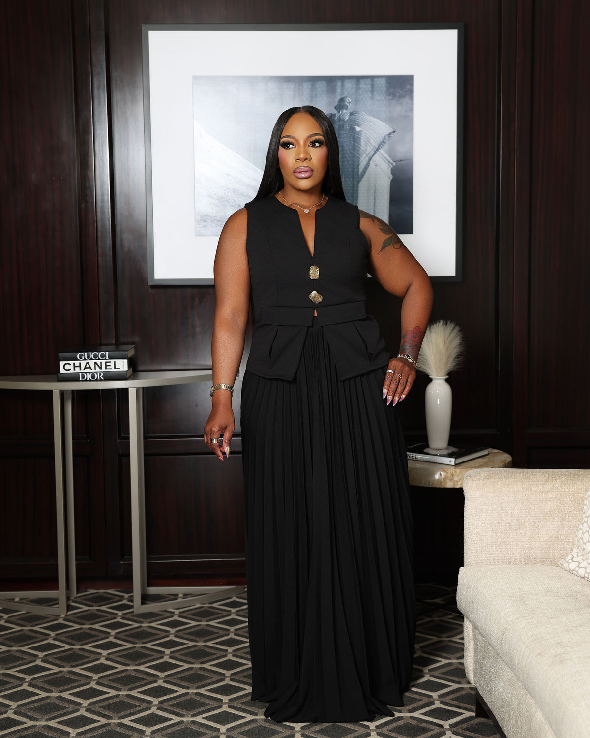 The Power & Poise Skirt Set (I'MarE Exclusive) (Black)